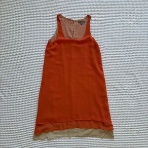 Tinley Road Layered Shift Dress Orange Minimalist Sheer Overlay Sleeveless - S